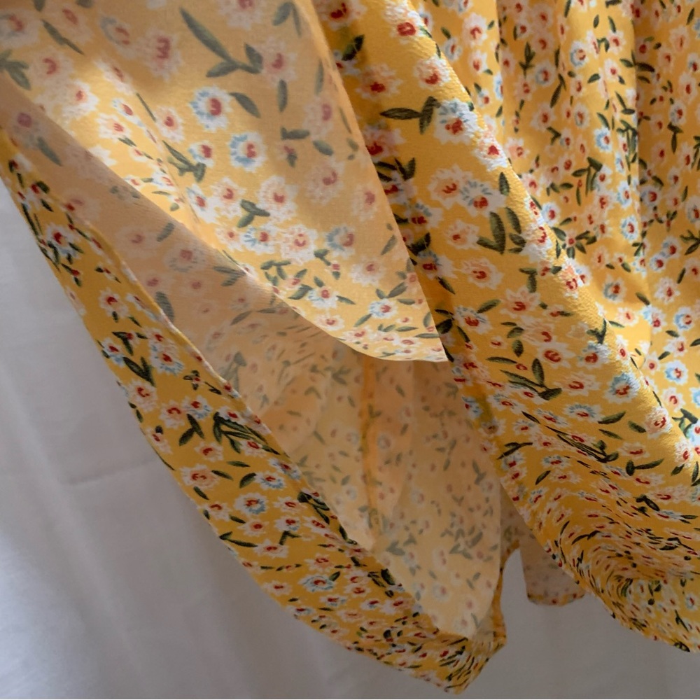 Yellow Ditsy Floral Print Lightweight Cami Dress - Picture 6 of 10
